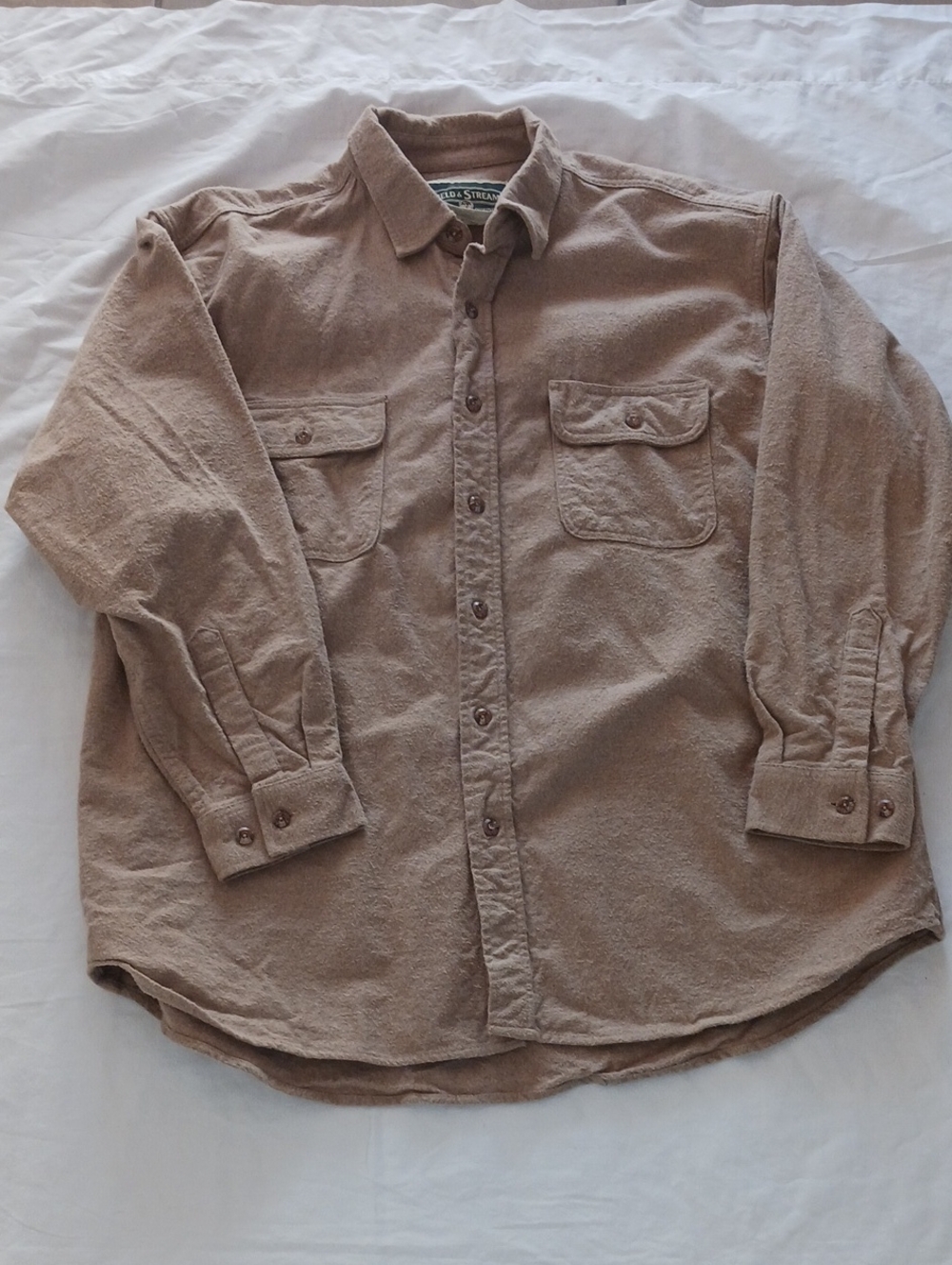 Field & Stream Tan/Brown Long-Sleeve Casual Button-Down Shirt